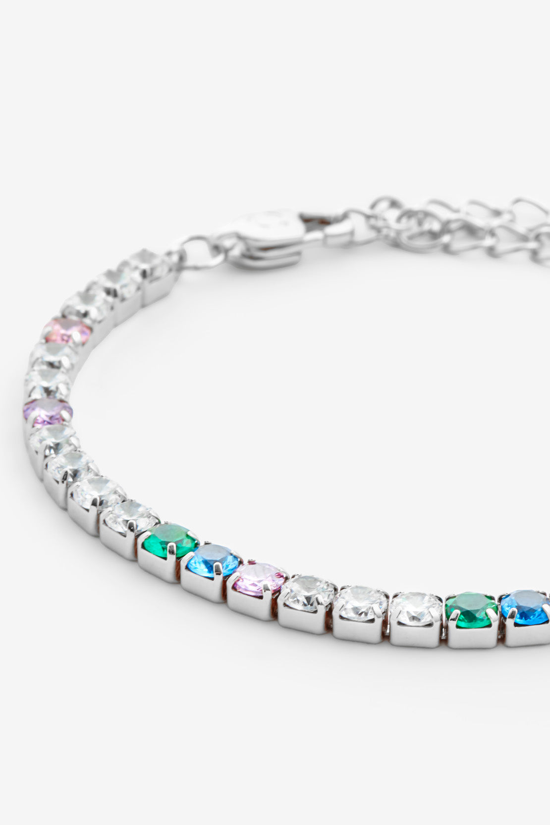4 mm Iced Multi Colour Tennisarmband – Weißgold